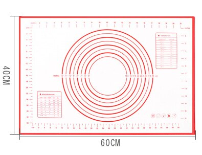 Silicone Baking Mat Kneading Mat Pizza Dough Maker Pastry Kitchen Gadgets Cooking Tools Utensils Bakeware Kneading Accessories: Thicker Red 40x60cm