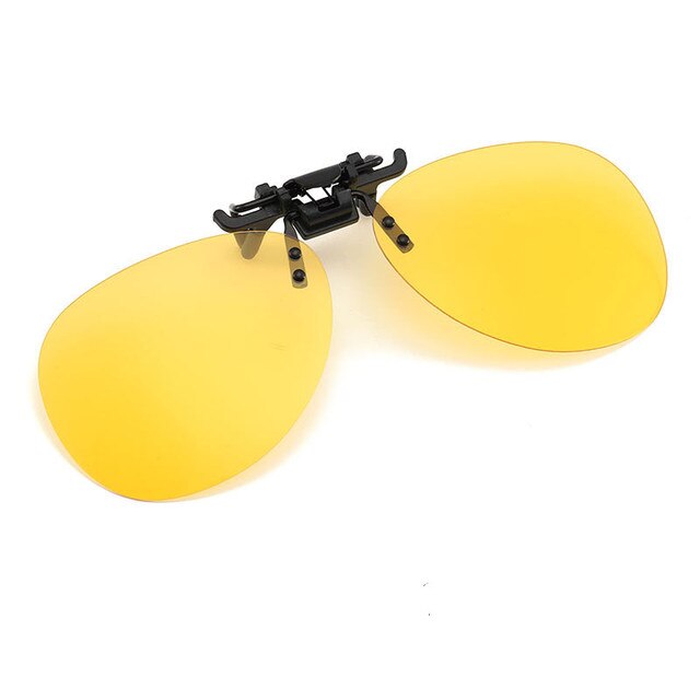 Unisex Polarized Clip On Flap Up Sunglasses UV400 Protection Glasses Men Women Driving Goggle Night Vision Fishing Goggle: Night Vision Yellow