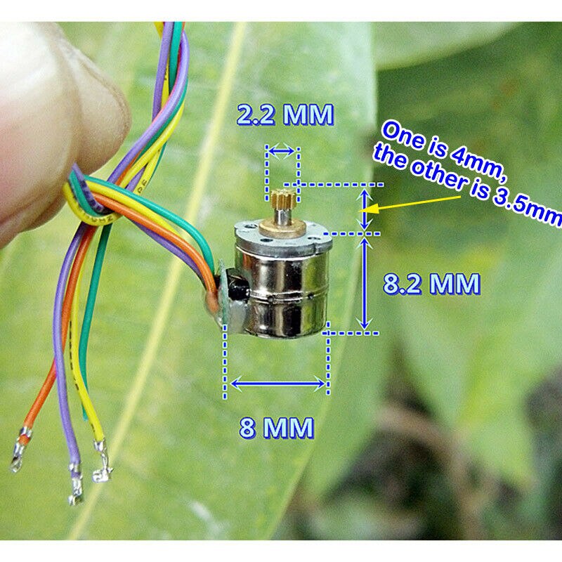 2PCS/Set Micro Mini Stepper Motor 8MM 2 Phase 4 Wire Line Stepping Motor with Small Copper Gear and Connecting Camera Parts