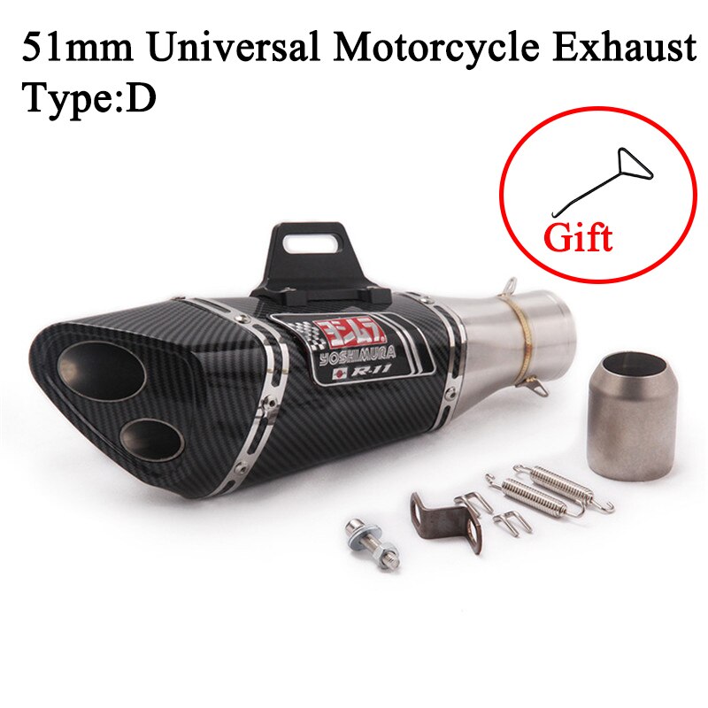51mm innløp universal motorsykkel eksospotte yoshimura dobbel eksos for  r6 mt09 ninja 400 250 z900 z1000 gsxr 600 r3 s1000rr r1: Klistremerke d