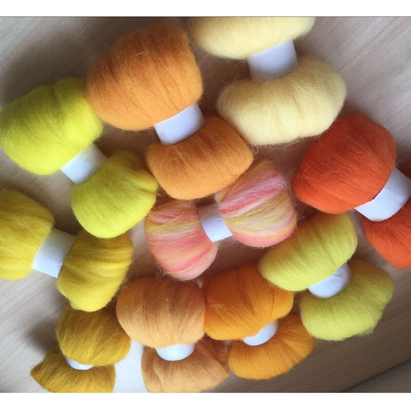 WFPFBEC geel vilt wol voor vilten 10 kleuren 10g/kleur totaal 100g