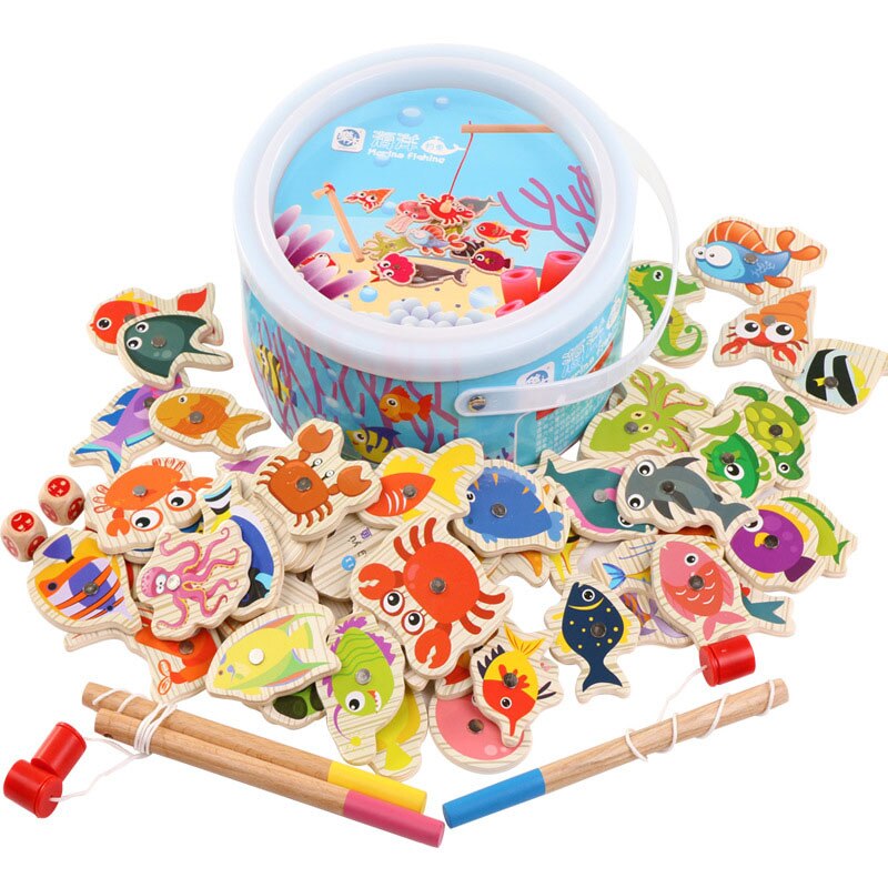 Nuovo 20/60 pz impostato Giocattolo di Pesca Magnetica Gioco per Bambini 2/3 Asta 3D Pesce bambino Giocattoli Educativi Divertimento tutto'aria Aperta giocattolo per bambini: 60pezzi