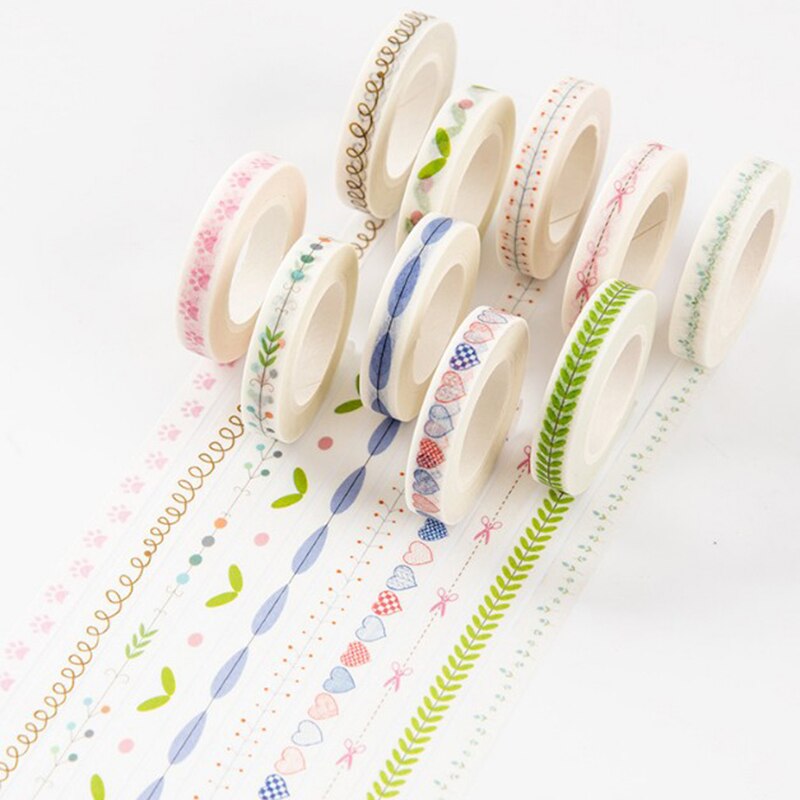 1pcs 10m*7mm Love And Leaves Scrapebooking Diy Sticker Decorative Masking Tape Paper Material Escolar Album Washi Tape
