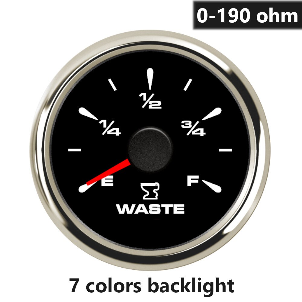 Stainless steel Sewage Level Gauge Sensor 150~600mm fit 0-190ohm Holding Tank Level Gauge meter 7 Colors Backlight: BS 0-190 ohm