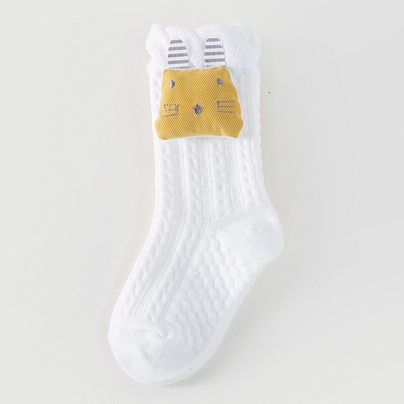 Kindje Anti Slip Vloer Schattige Dieren Katoenen Sokken Herfst Winter Pasgeboren Warme Dikke Zachte Baby Meisje Jongen Indoor Non Skid knie Sok: white cat / 12-36 Months(M)