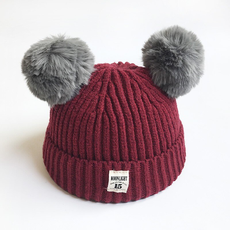 Baby Girl Boy Winter Hat Soft Warm Beanies Pompon Hat Elasticity Knit Hats Children Casual Solid Color Caps: JR
