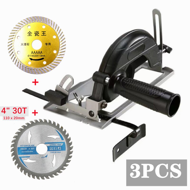 Quick Install Cutting Machine Slotting Base 45° Adjustable Cutting Depth Positioning Bracket for 100/115/125mm Angle Grinder: WHITE