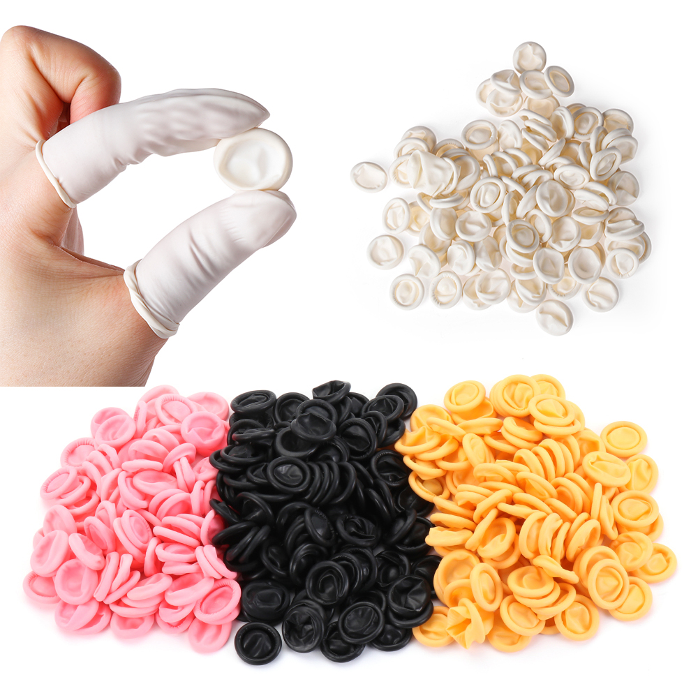 100 Pcs Wegwerp Vinger Cover Natuurlijke Rubber Antislip Anti-Statische Latex Vinger Babybedjes Vingertoppen Protector Handschoenen Nail art Tool