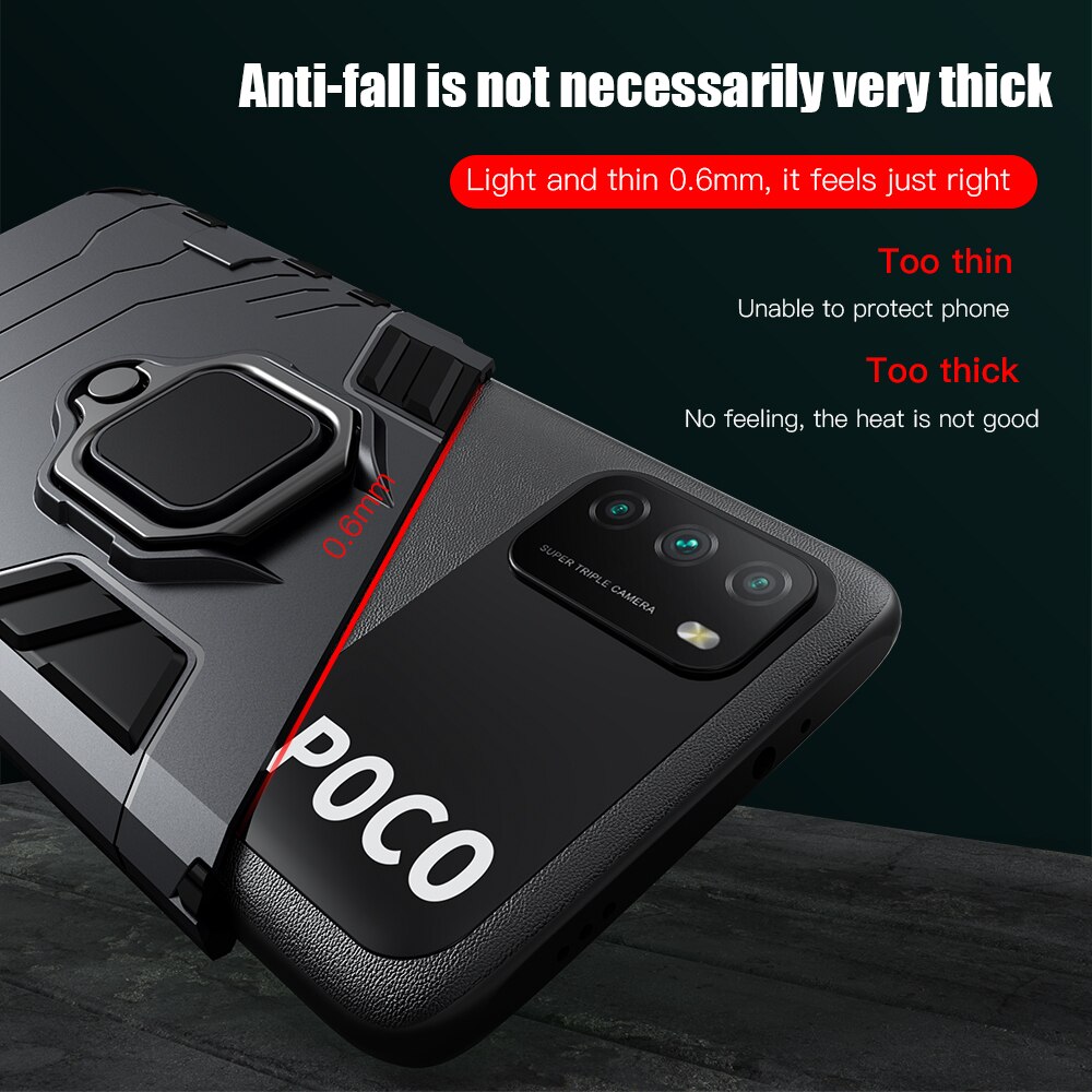 KEYSION-funda a prueba de golpes para Xiaomi POCO M3 M4 Pro 5G F3 GT F2, funda trasera de teléfono con soporte de anillo para POCO X3 NFC X3 Pro X4 GT X4 Pro 5G