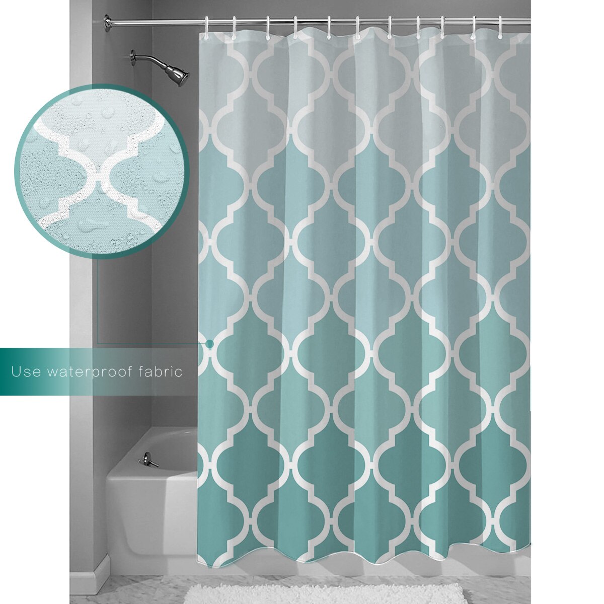 Geometrische Blauw Groen Gradiënt Turquoise Douchegordijn Waterdicht Polyester Douchegordijnen voor Badkamer Decor