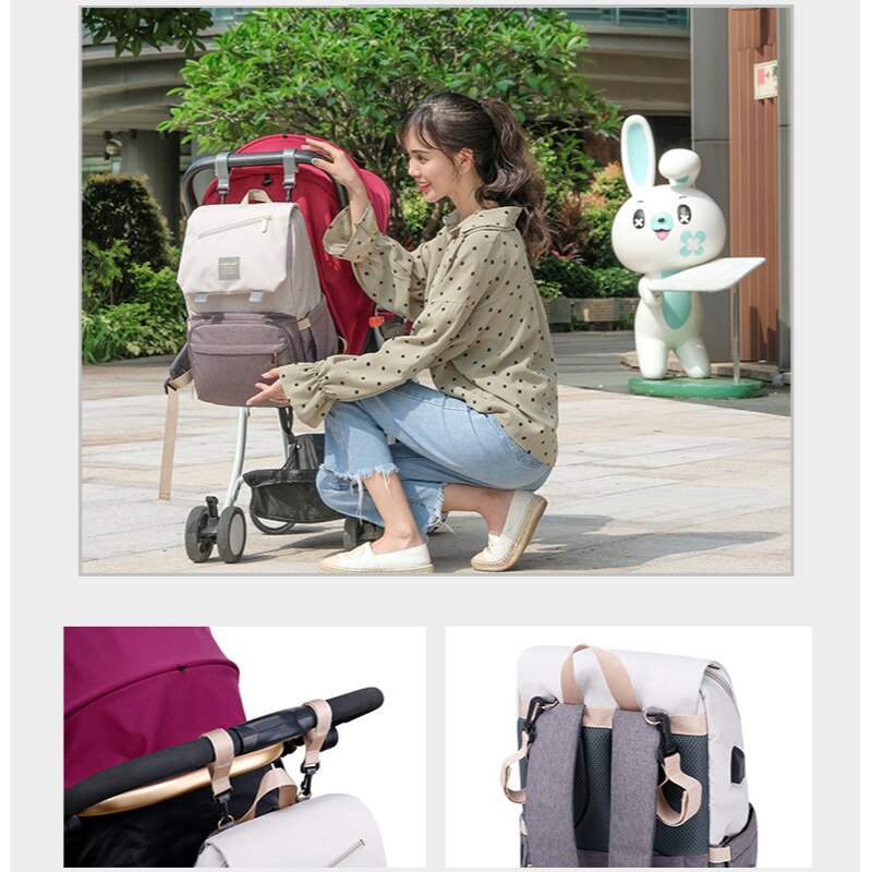 Mochila GRANDE para pañales de viaje, bolso para cambiador de bebé Mon, bolsa de pañales de enfermera para cochecito, mochila de maternidad, organizador de cochecito
