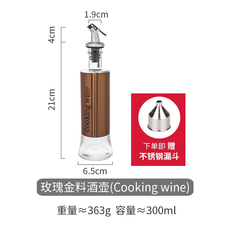 Olivenöl Spender Flasche Soße Essig Wein Gewürz Glas Edelstahl Behälter Küche Lagerung Kochen Werkzeug Zubehör: Kochen Wein-RosGold