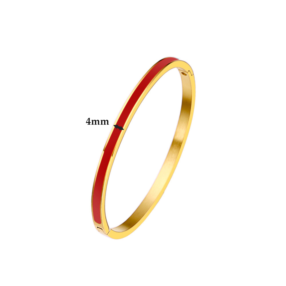 G & D Luxe Kleurrijke Oranje Enamel Bangles Armbanden Voor Vrouwen Party Bangles Originele Roestvrij Stalen Sieraden: Licht Geel Goud Kleur