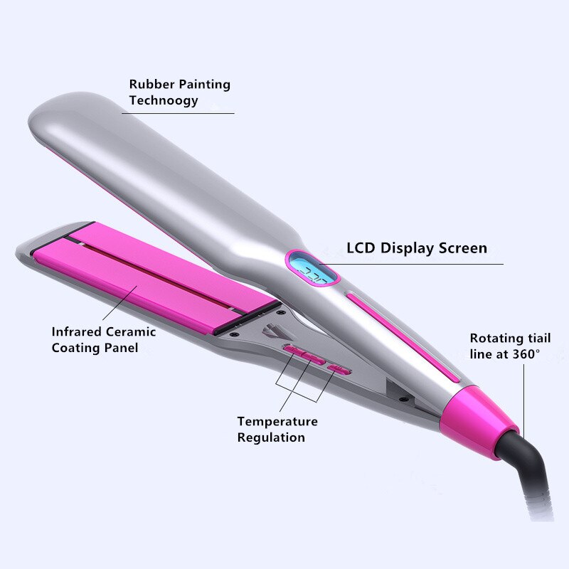 Ceramic Infrared Straightener 3D Wide Plate Hair Flat Iron Ionic Negative Anion Straightener Hair Care Iron