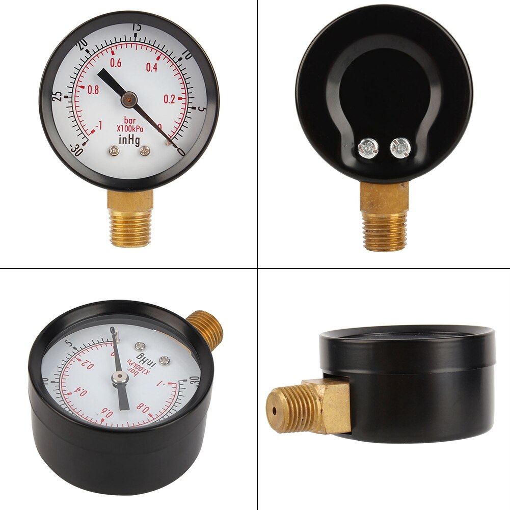 ANENG 2" Vacuum Pressure Gauge Dual Scale - PSI / Bar Air Compressor Water Oil Gas 1/4" NPT Lower Mount MF Pressure Meter Gauge