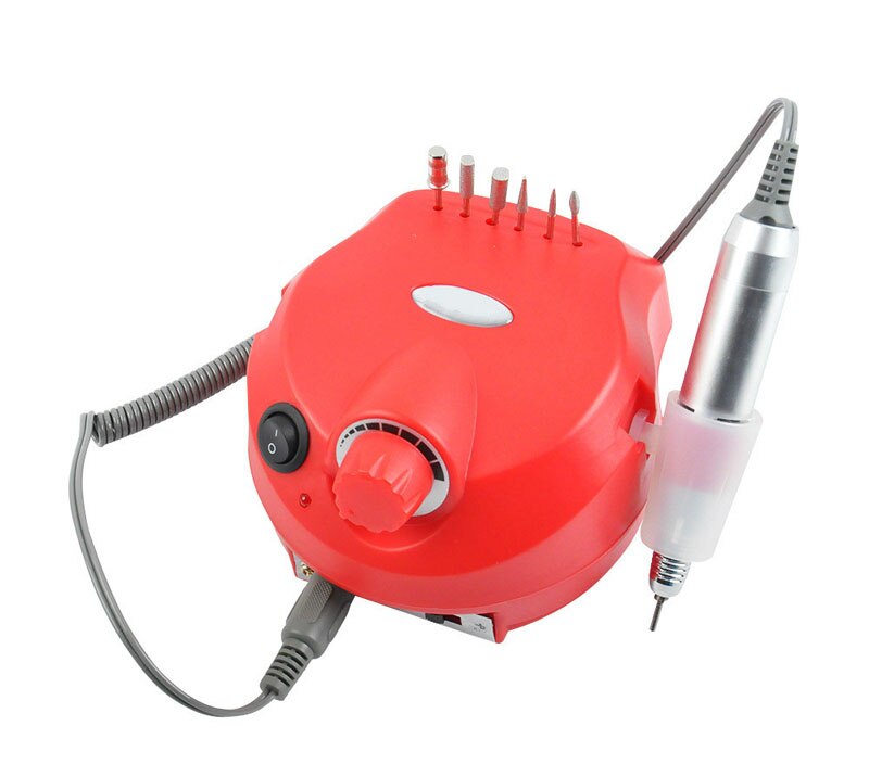 Máquina pulidora eléctrica para uñas, Kit de manicura con brocas de 35000RPM, 110V/220V, taladro acrílico para pedicura: Rojo / UK