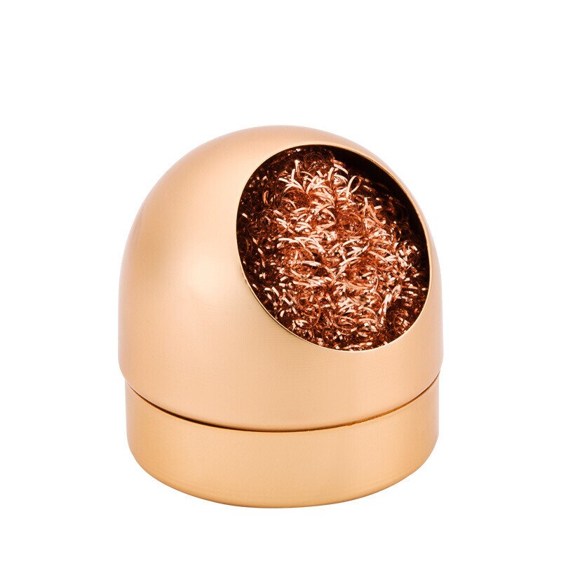 Soldering Iron Tip Cleaner Desoldering Cleaning Ball Welding Soldering Iron Mesh Filter Metal Wire Stand Steel Ball Tin Remover: Khaki