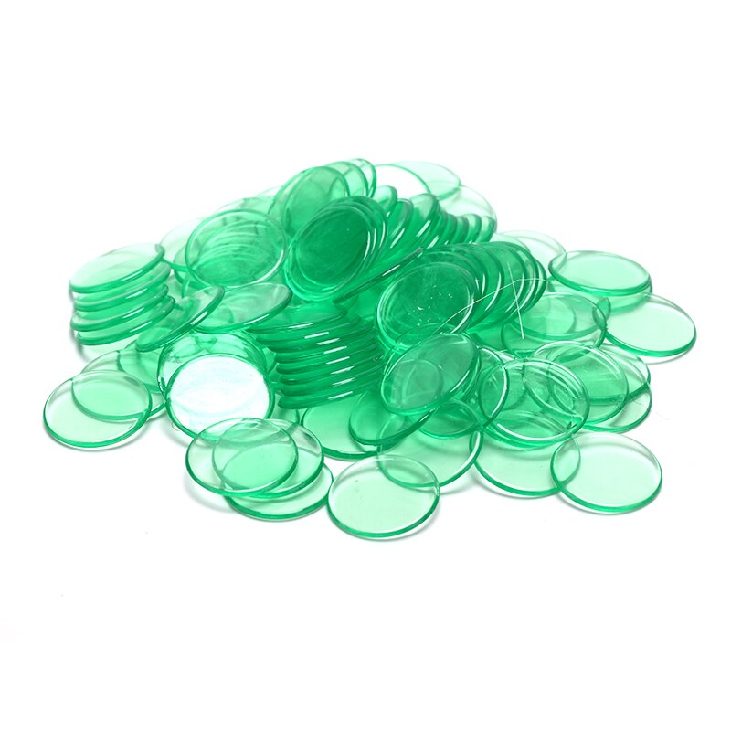 100 stk plast poker chips casino karneval bingo markører token sjov familie klub brætspil legetøj: Grøn