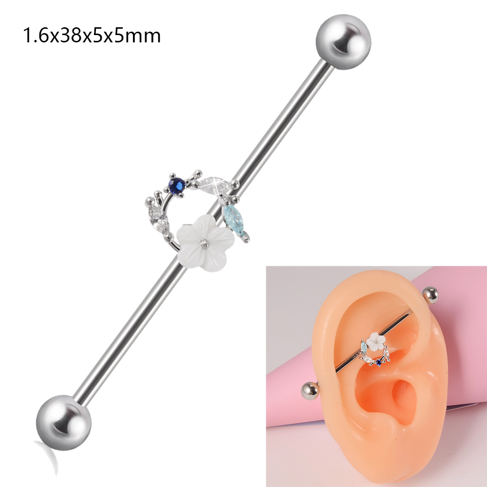 1 pieza de barra Industrial de circonio de acero quirúrgico, pendiente de puente Auricular largo de Animal bonito, joyería para Piercing corporal transversal para mujer