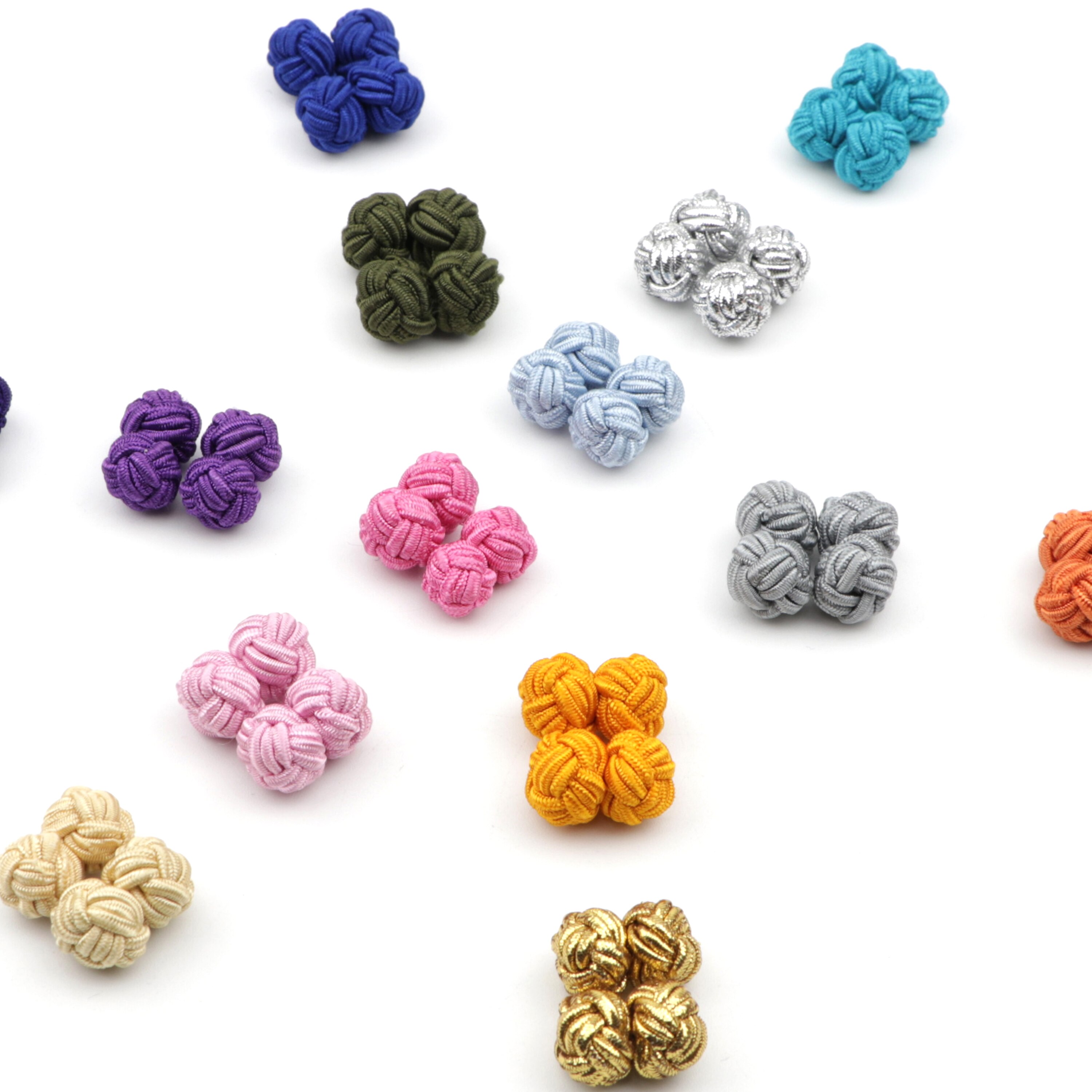 Kleurrijke Dubbele Touw Bal Knoop Manchetknopen Effen Kleuren Gevlochten Handgemaakte Elastische Upscale Mannen Klassieke Manchetknopen Voor Mannen