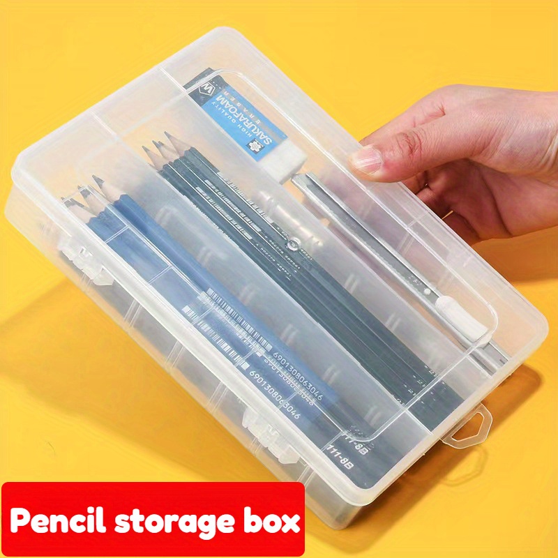 Large 1pc Clear Lightweight PP Storage Boxes with Lids - School Supplies Organizer - Pens, Pencils: Default Title