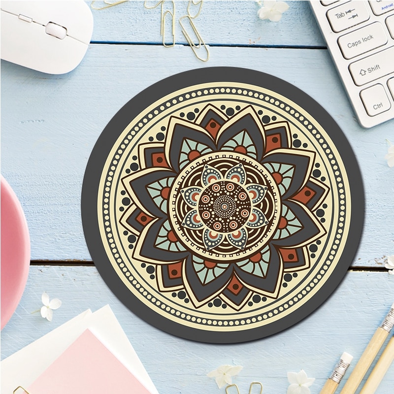 Computer Mat Mouse Pad Rubber Thickening Non-slip Pattern Round Mouse Pad Art Mice Mat For Computer Laptop