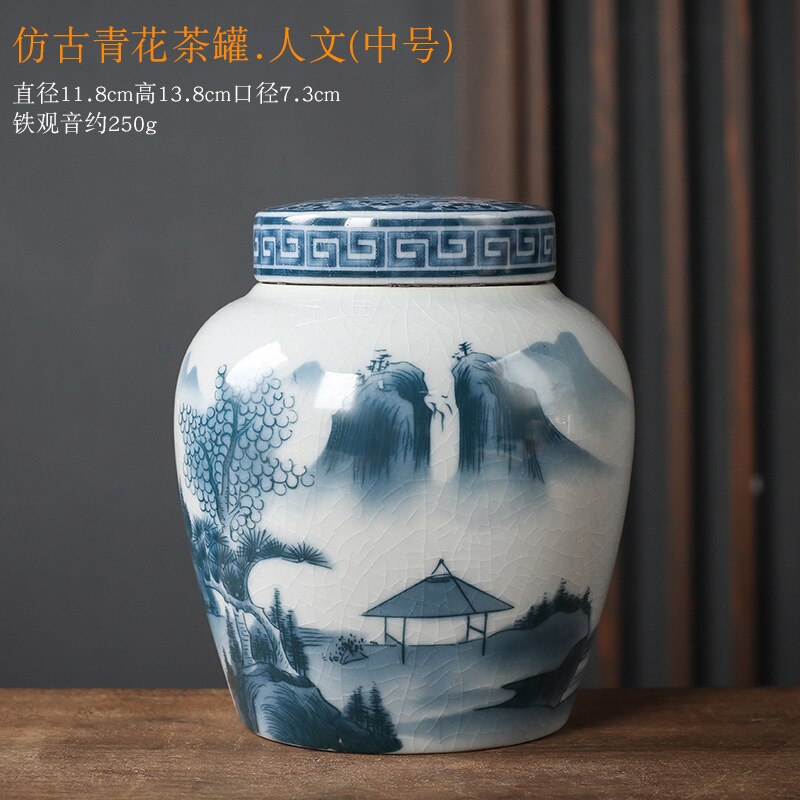 Klassieke Bloem Landschap Theebus Keramische Opslag Pot Met Deksel Grote Capaciteit Thuis Snoep Moer Koffieboon Verzegelde Opslag jar: G-medium