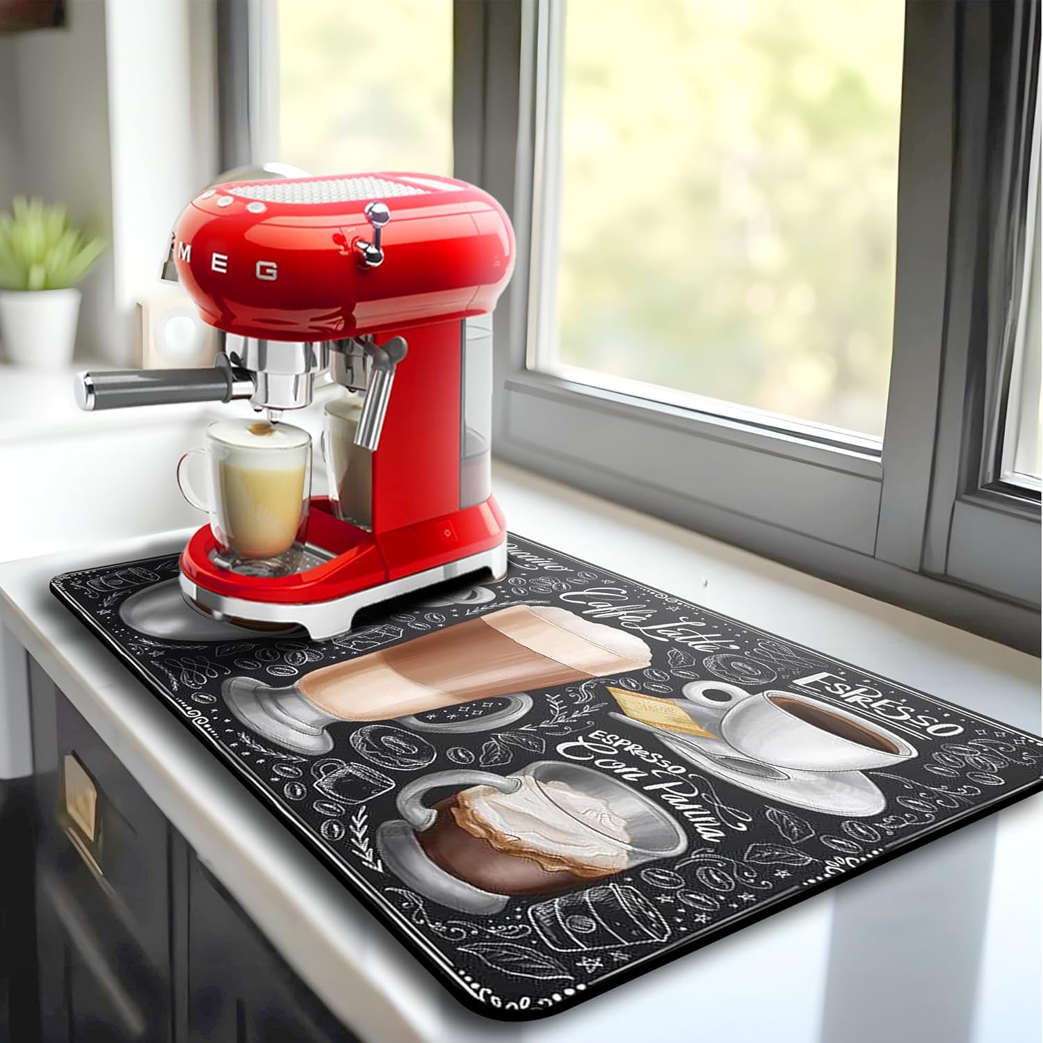 VIKAMA Koffiebar Droogkleed met waterdichte rubberen achterkant Geschikt onder koffiezetapparaat Machine Espresso Keukenaccessoires Thuiskleed: 80x40 cm / Black