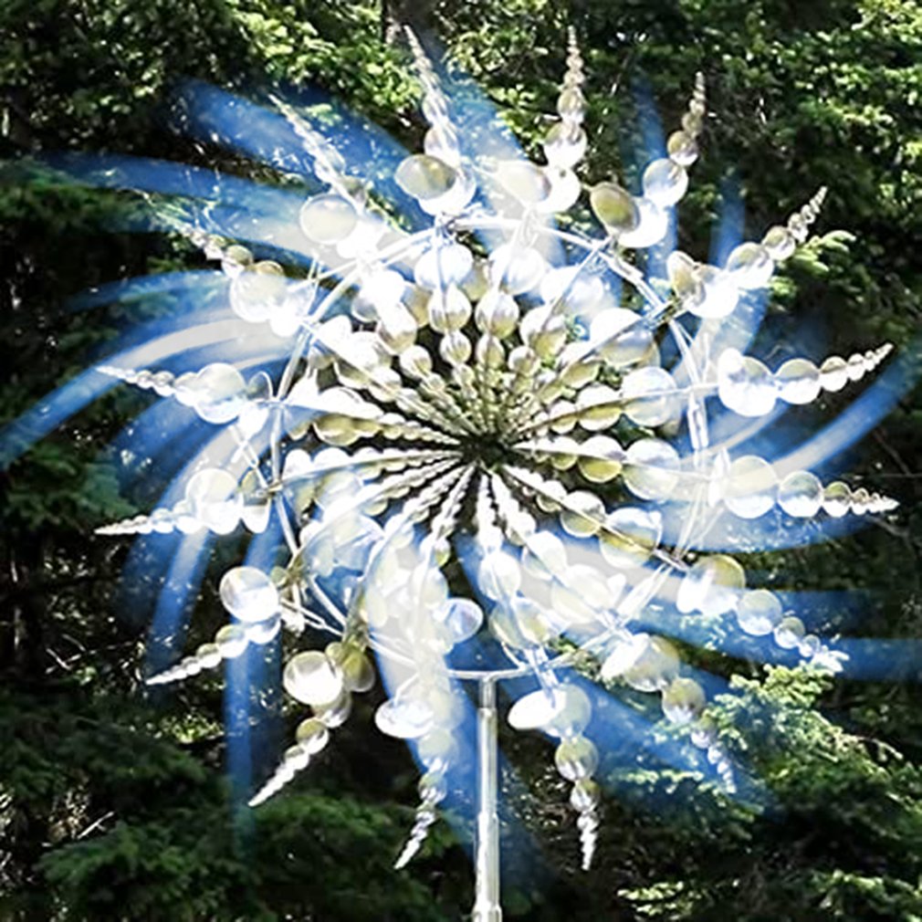 Wind Spinner 16Pcs Metal Leaves Stable Weather Resistant Windmill Sculptures Dual Wind Motion Solar Spinner Garden Decoration