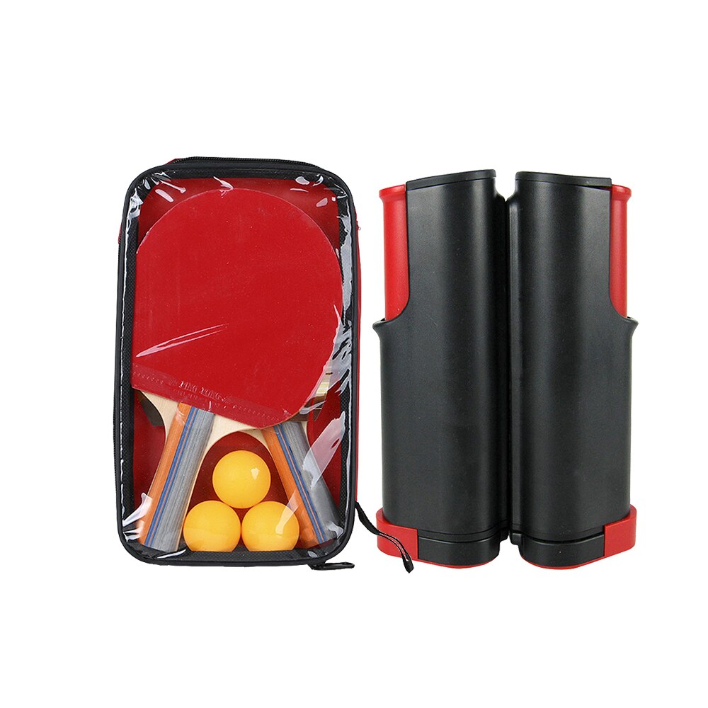 Portable Retractable Table Tennis Set 69 Inches Max Telescopic Ping Pong Net With Table Tennis Paddle And Ping Pong Balls: Black net Bat