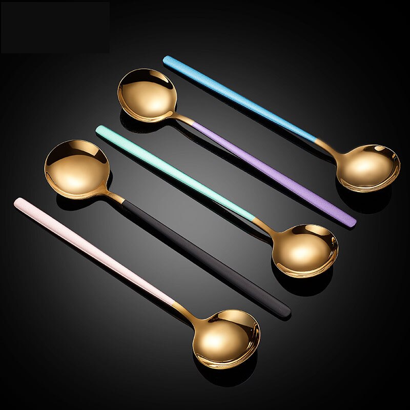 Cucharas doradas de acero inoxidable 304, Juego de 2 piezas de cubiertos dorados, cuchara de postre dorada única, cubertería Ettuce