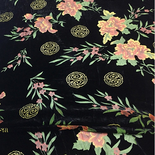 floral skrive ut silke fløyelsstoff bunnen er leie silkestoff, svl 008