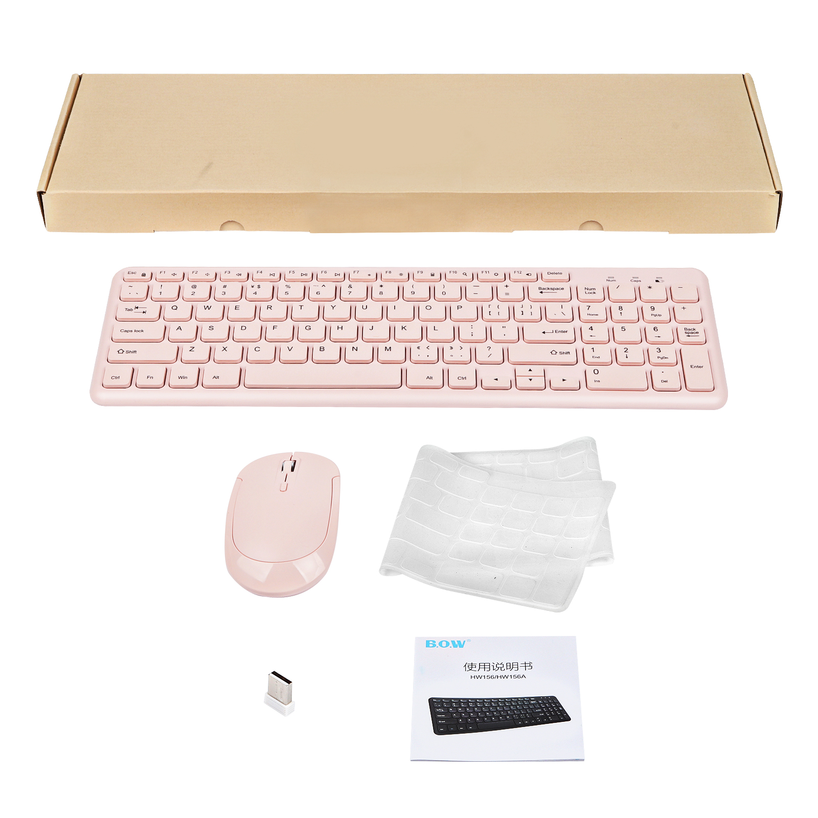 Drahtlose Tastatur und Maus Combo Gamer Stille Tastaturen Maus Set Ultra Dünne Büro PC Ergonomische Gaming Rosa Tastatur