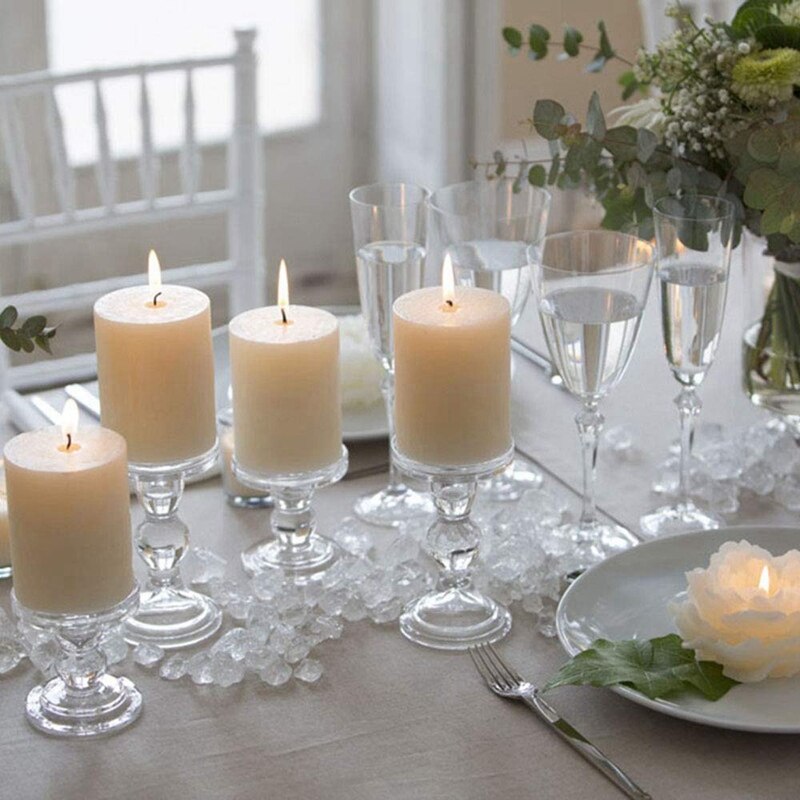 Portavelas de pilar de cristal transparente, soporte de vela cónico de doble uso para candelabros de pilar o cono (paquete de 2) (5,5 pulgadas)