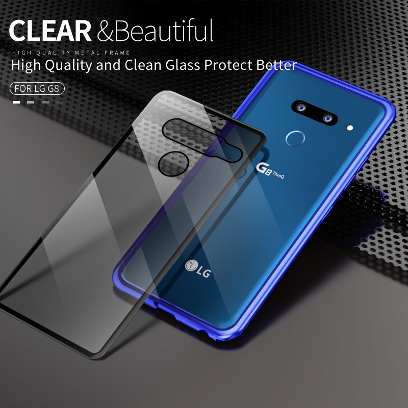 Étui pour LG G8 ThinQ Case luxe arrière verre trempé aluminium métal pare-chocs étui pour LG G8 ThinQ 2 3 arrière caméra anti-chocs couverture