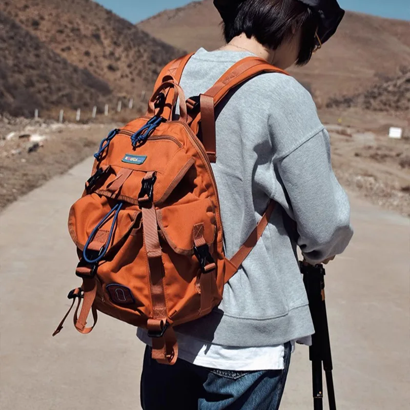 Shine Orange Nylon Backpacks String Water Proof Large Capacity Casual Outdoor Bags for Unisex mochilas