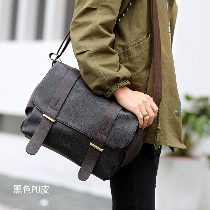 Casual mannen Schoudertas PU Leer Man Messenger Tassen voor Mannen Laptop Tas Crossbody Tas Reizen Business aktetassen: black pu leather