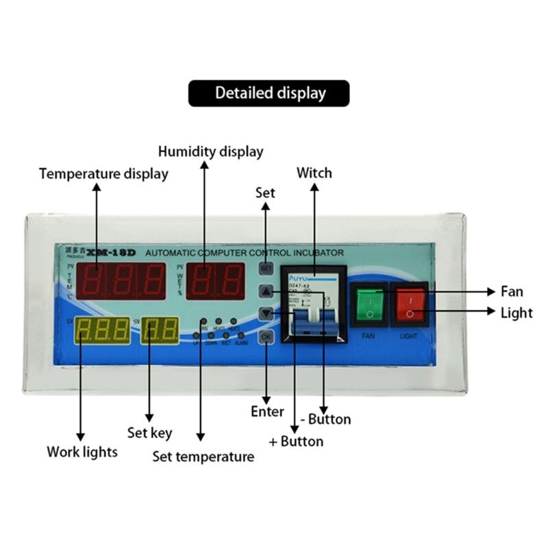 Multifunction Incubator Temperature Humidity Controller Automatic Eggs Hatcher R7RC