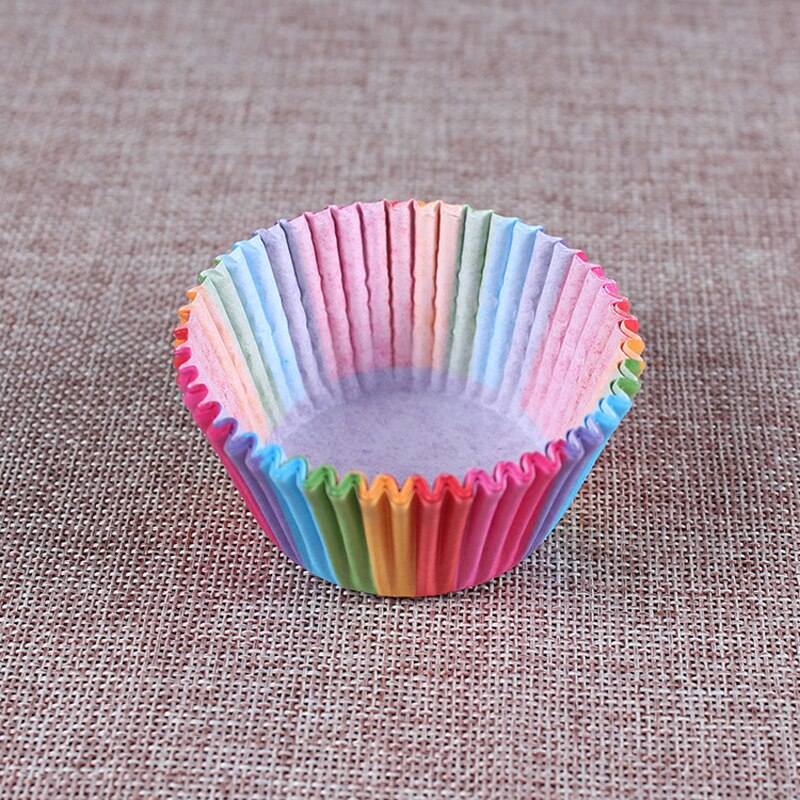 1000 stks Regenboog Kleur Cupcakevoering Bakken Cupcake Papieren Vormpjes Taartdoos Cup Lade Cakevorm Decorating Gereedschap