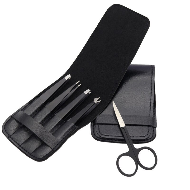 Ensemble de pincettes en acier inoxydable antistatique, outils d'entretien, ciseaux de beauté, pincettes de précision, outils de réparation pour sourcils 4/5 pièces: 5pcs