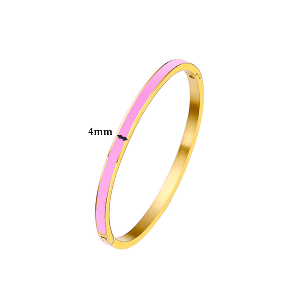 G & D Luxe Kleurrijke Oranje Enamel Bangles Armbanden Voor Vrouwen Party Bangles Originele Roestvrij Stalen Sieraden: Imitation Rhodium Plated