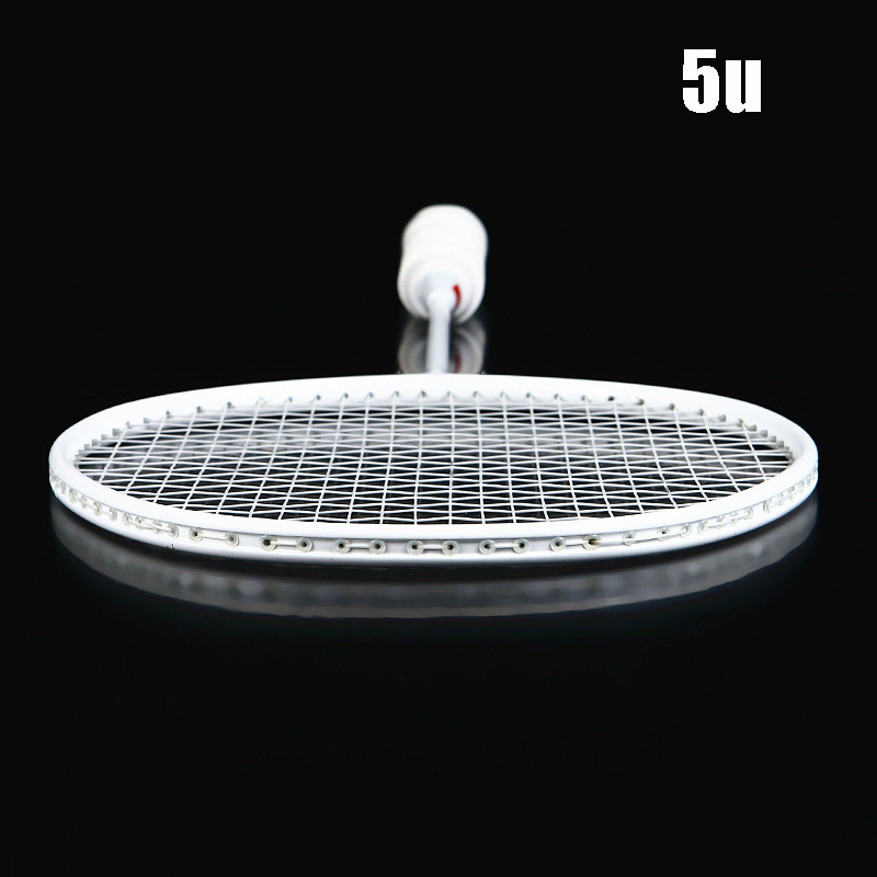 4U/5U Professionele Carbon Geïntegreerde Badminton Racket Ultra Licht Multicolor Enkele Shuttle Racket Voor Game Training -40: White 5U