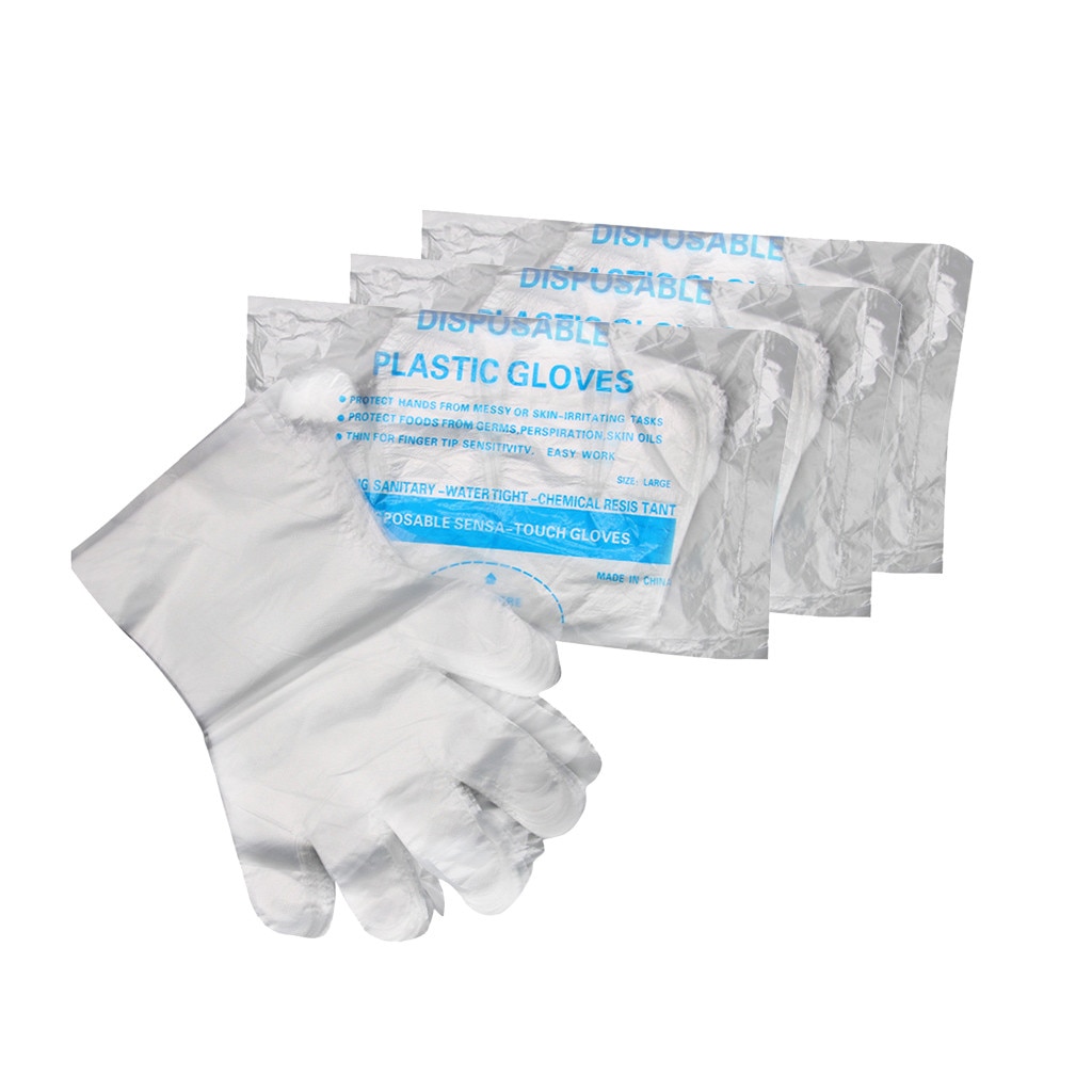 300pc guantes desechables de plástico transparente para jardín, restaurante, hogar, herramienta para hornear alimentos, guantes de polietileno ecológicos, accesorios de cocina y jardín.: Default Title
