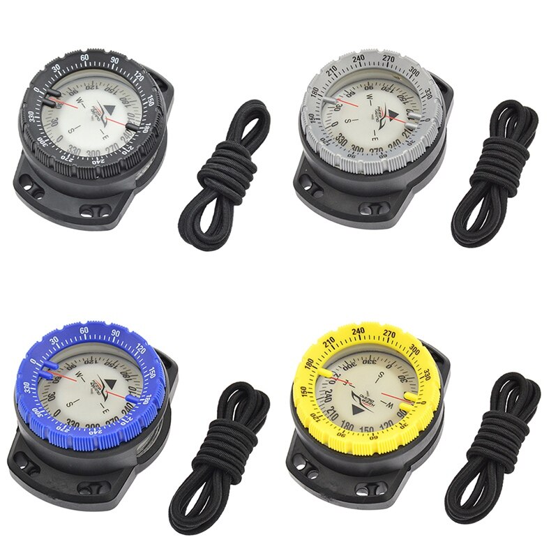 50M Waterdichte Duiken Kompas Onderwater Speleologie Camping Kompas Met Elastische Touw Scuba Horlogeband Fluorescerende Wijzerplaat Kompas Abs