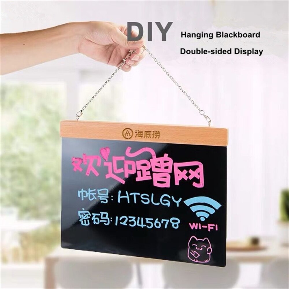A4 Diy Chalkboard Wooden Door Notice Sign Name Plaque Message Hanging Sign Board