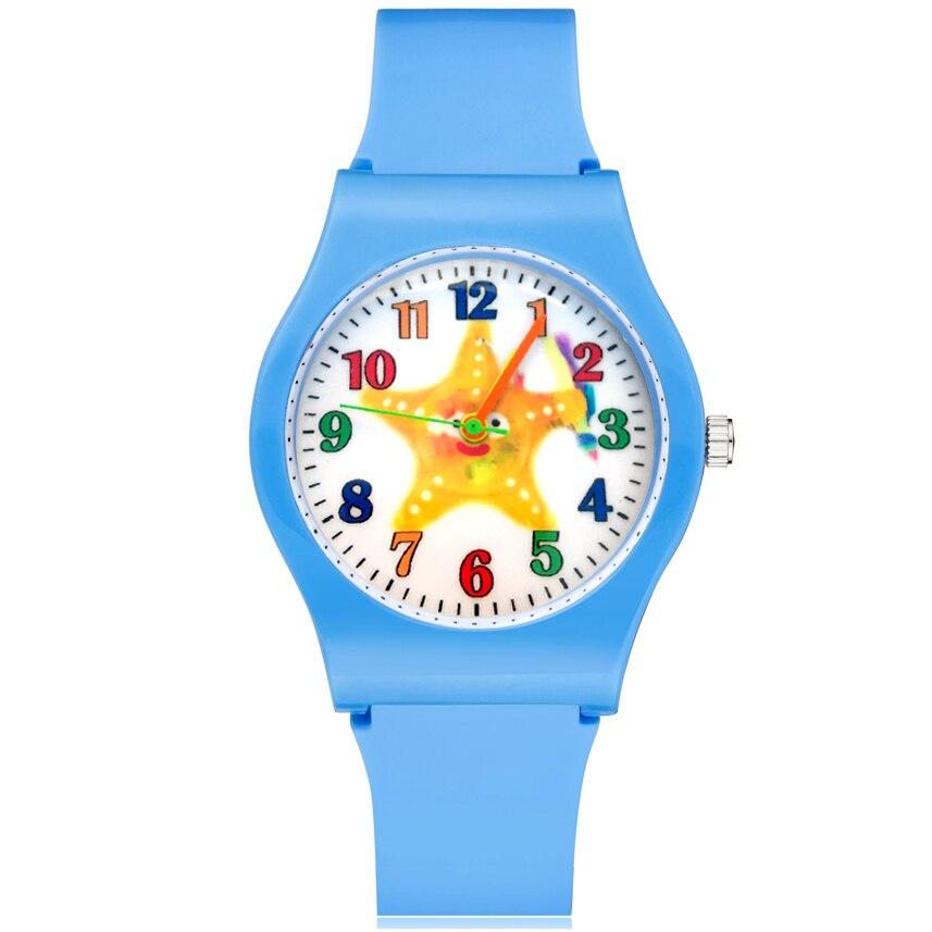 Leuke Zeester Stijl Kinderen Kids Student Meisjes Jongens Quartz Rubber Strap Horloges JO16: Sky Blue