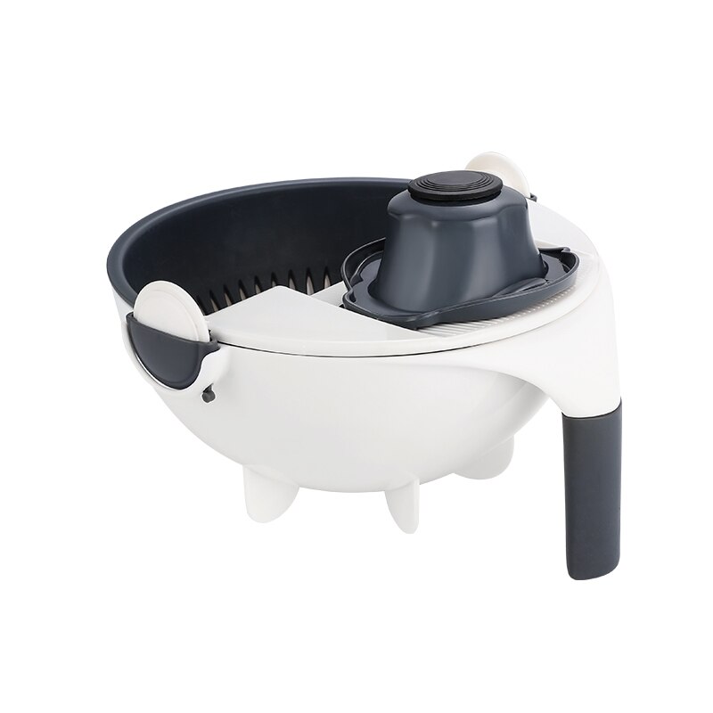 Magie Multifunktionale Drehen Gemüse Cutter Mit Ablauf Korb Küche Veggie Frucht Schredder Reibe Schneidemaschine