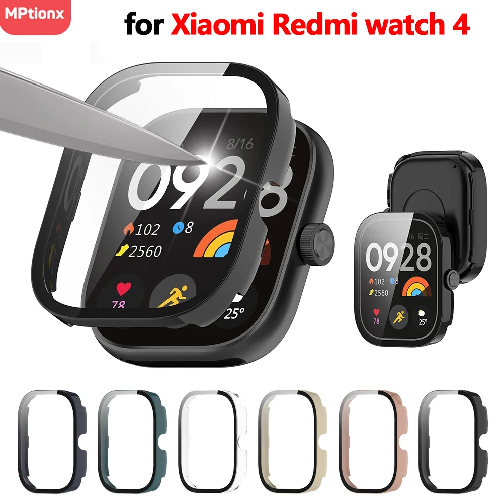 PC-Gehäbenutzen + Glas für Xiaomi Redmi Uhr 4 3, gehärtetes Glas, kratzfeste Folie, Stoßstangenschutzhülle für Redmi Uhr 3 aktiv/3Lite