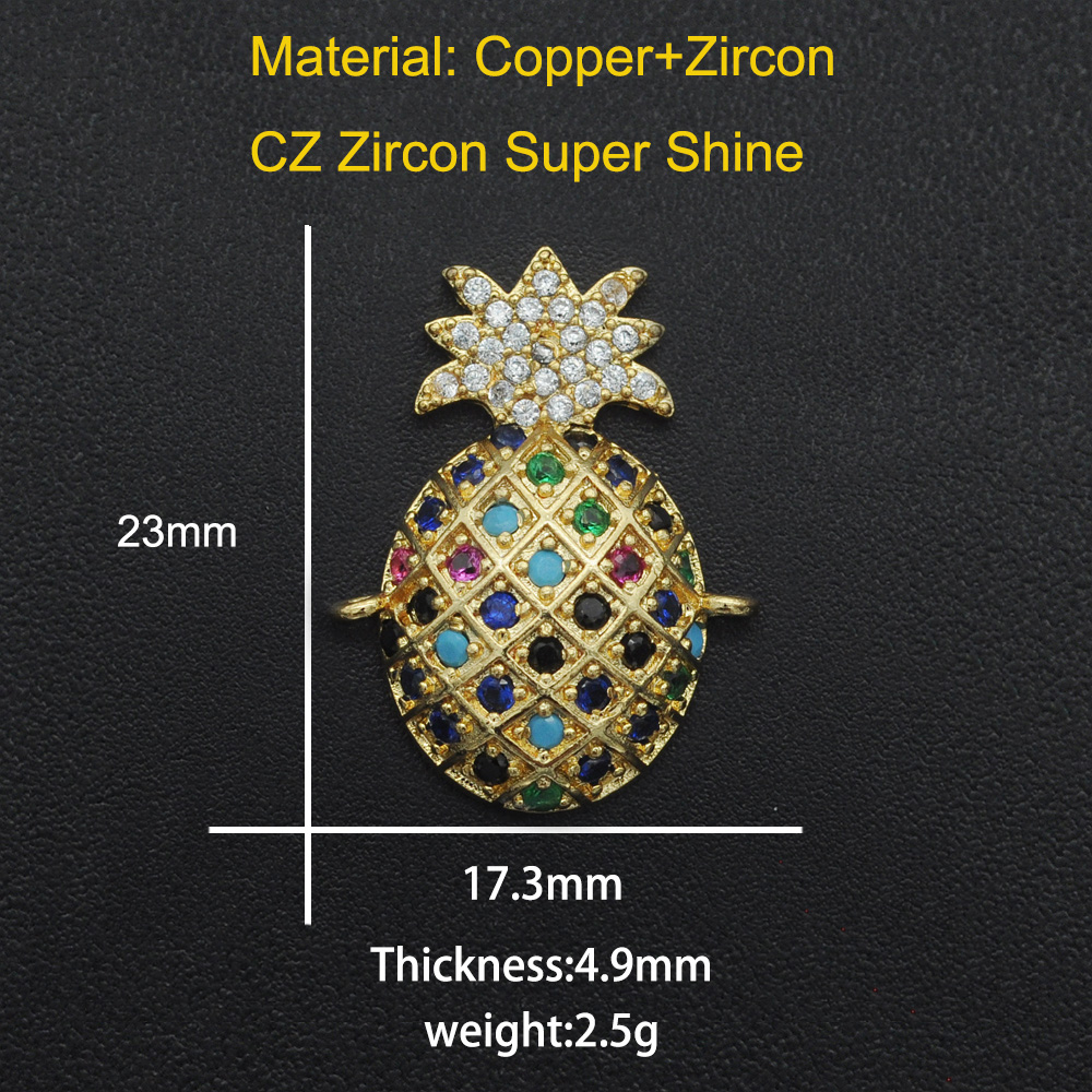 Diy Ananas CZ Charms Cactus Ketting Hanger Zirkoon Apple Connector Voor Sieraden Zonnebloem Maken