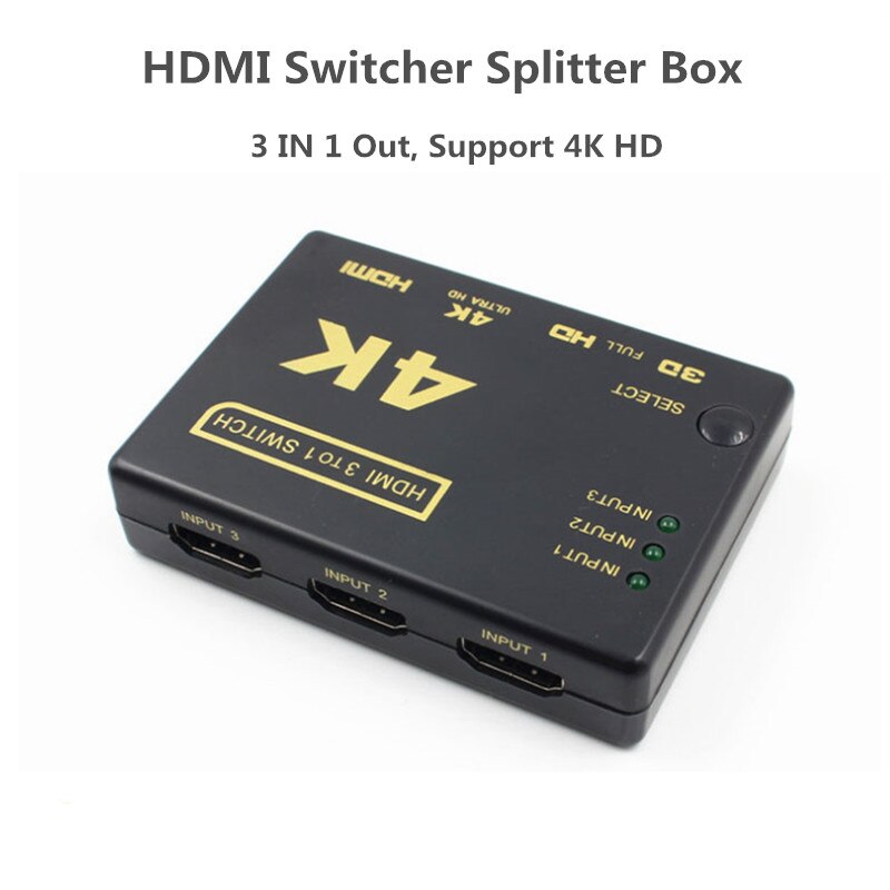 Mini Hdmi Versterker Switch, 3 Poorten 4K * 2K Switcher Splitter Box Ultra Hd Voor Dvd Hdtv Xbox PS3 PS4